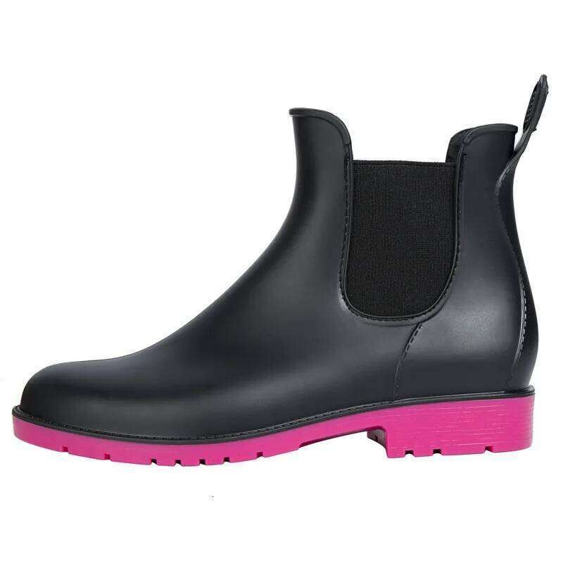 Kidmi New Rubber Fashion Women's Ankle Non-slip Short Rain Waterproof Chelsea Boots Durable Shoes