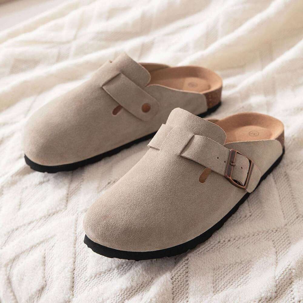 Kidmi Fashion for Women Men Unisex Slip-on Potato Footbed Suede Cork Clogs and Mules Nonslip Vacation Beach Shoes