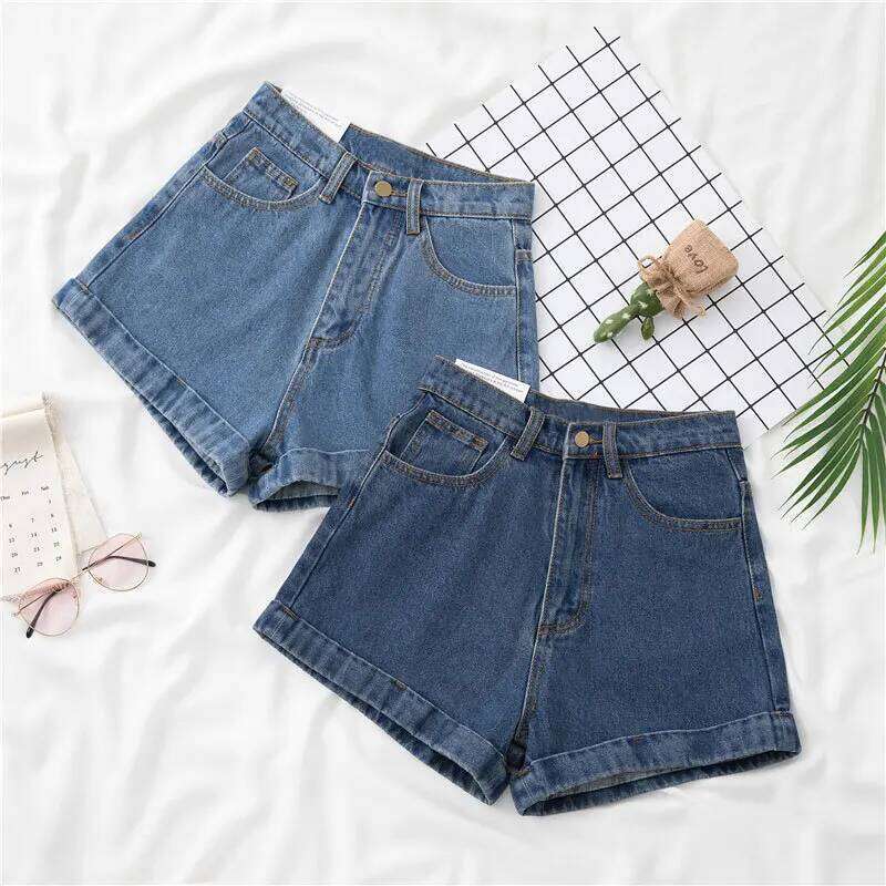 Women Oversize 5xl High Waist Denim Shorts Korean Streetwear Casual Cuffs Jean Short Summer Thin Vintage Baggy Pantalones Cortos XJ260305