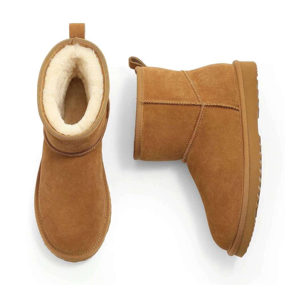 Kidmi Suede Plush Shoes Winter Snow Warm Nonslip Mini Cashmere Fuzzy Ankle Women House Cottons Boots