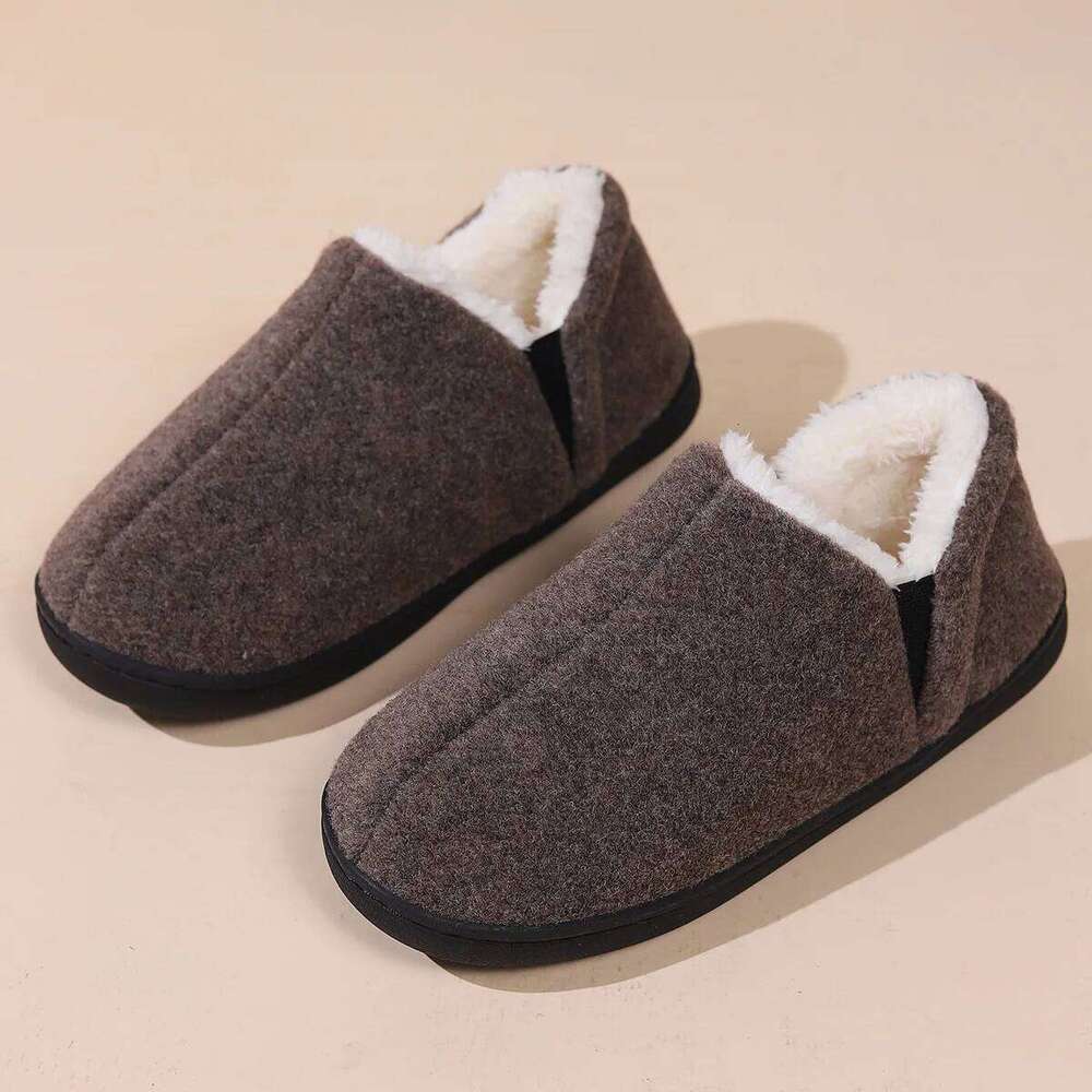 Kidmi Winter For Outdoor Antiskid Fashion Casual Warm Fluffy Slippers Indoor Fur Plush Flat Men Shoes