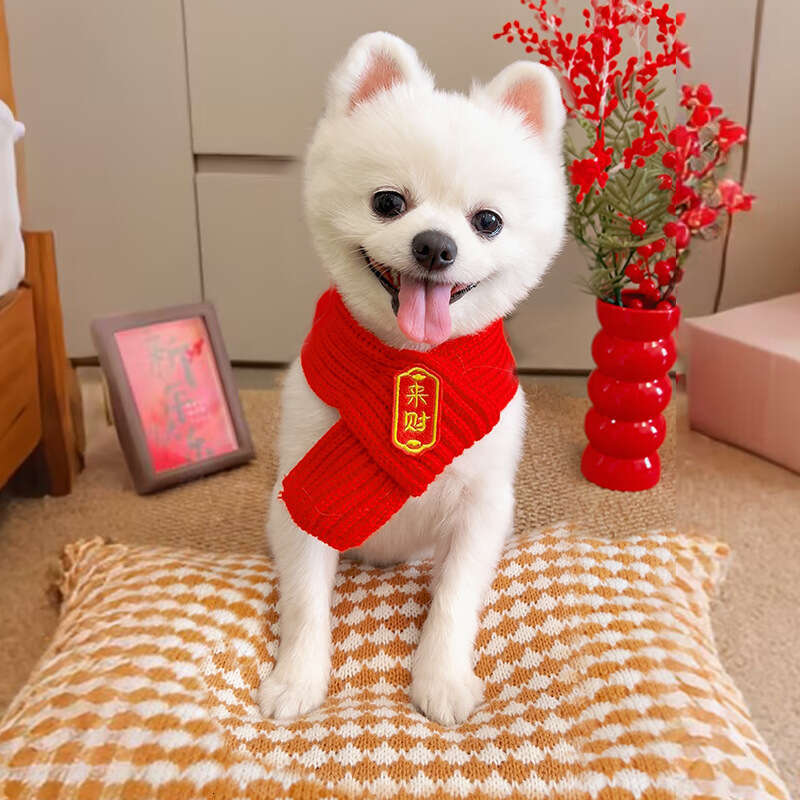 Famous brand New Year Gift for Furry Friends Cat Dog Pet Neck Warmer Knitted Warm Festive Good Meaning Scarf pupakaIK