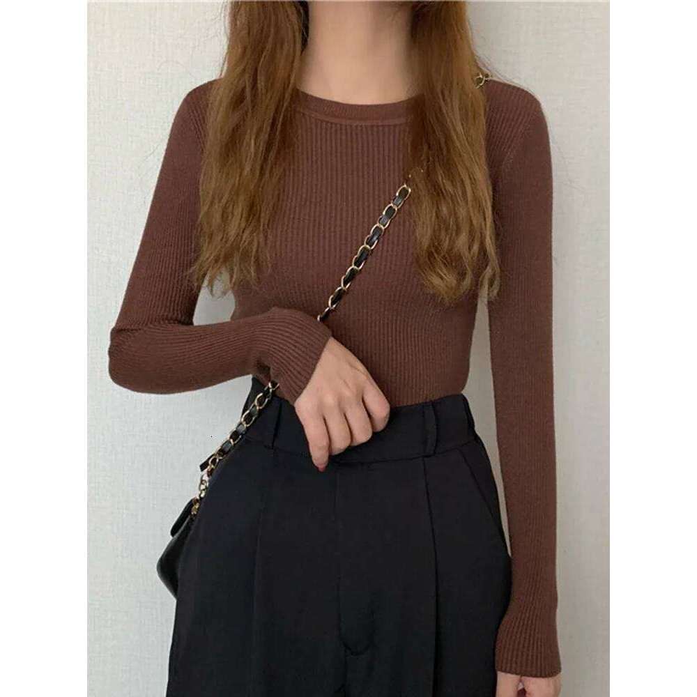 2025 Women Sweater Autumn Long Sleeve Pullover Basic Top Fashion O-neck Elastic Female Winter Solid Knitted Jumper XJ260305