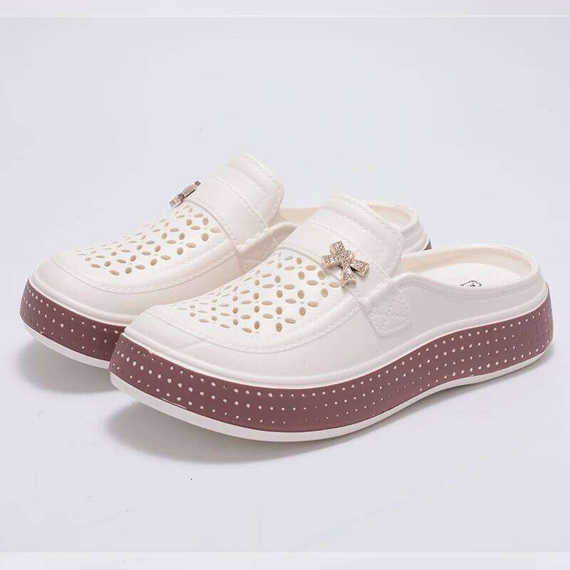 Kidmi Summer New EVA Round Head Clogs Flat Closed-toe Beach Slippers Thick Soles Slides Fitted Women Men