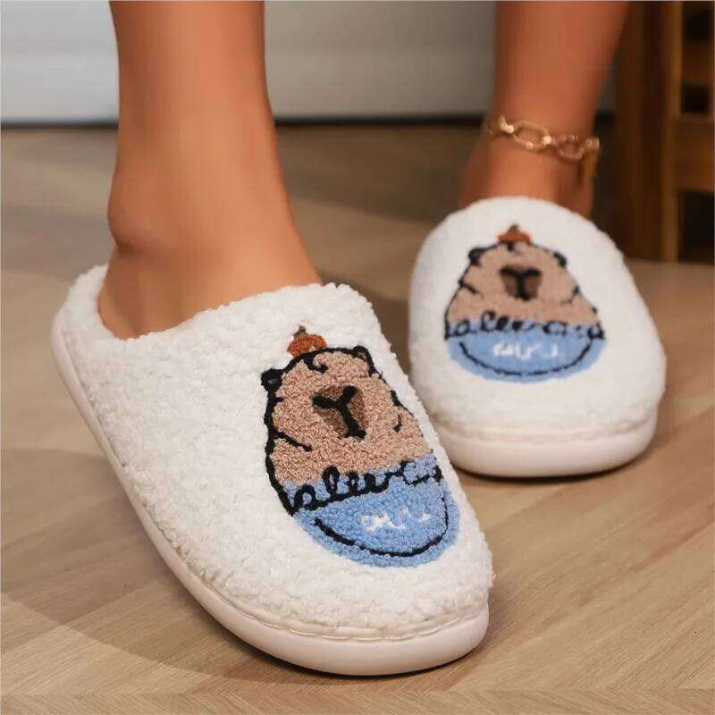 Kidmi Women Popular Winter Warm Non-slip Plush Cotton Comfortable House Slides Unisex Slippers
