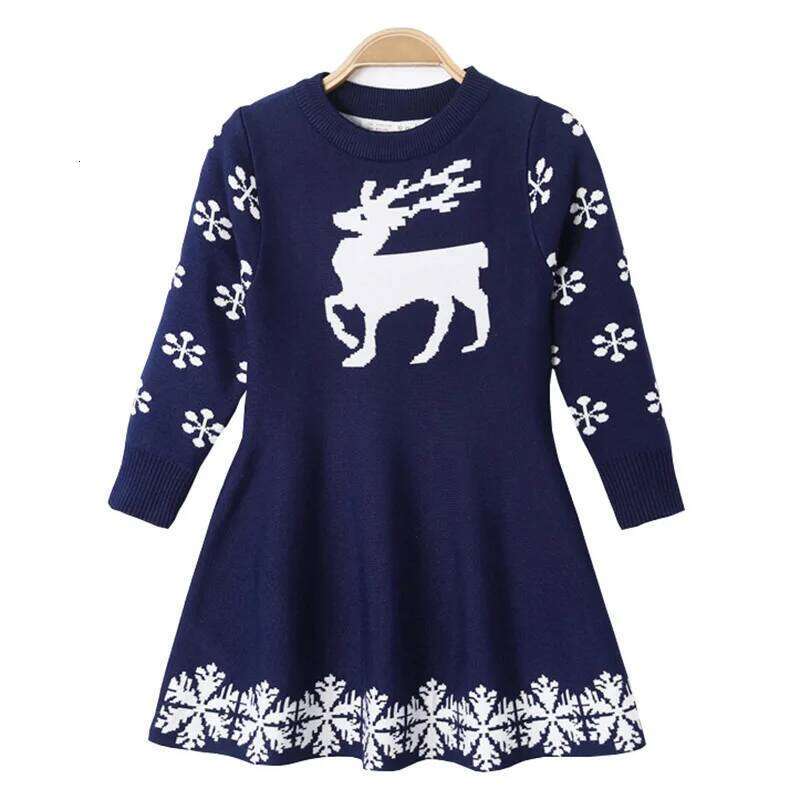 Winter Knitted Chiffon Dress Girl Christmas Party Long Sleeve Children Clothes Kids Dresses For Girls New Clothing Z260304