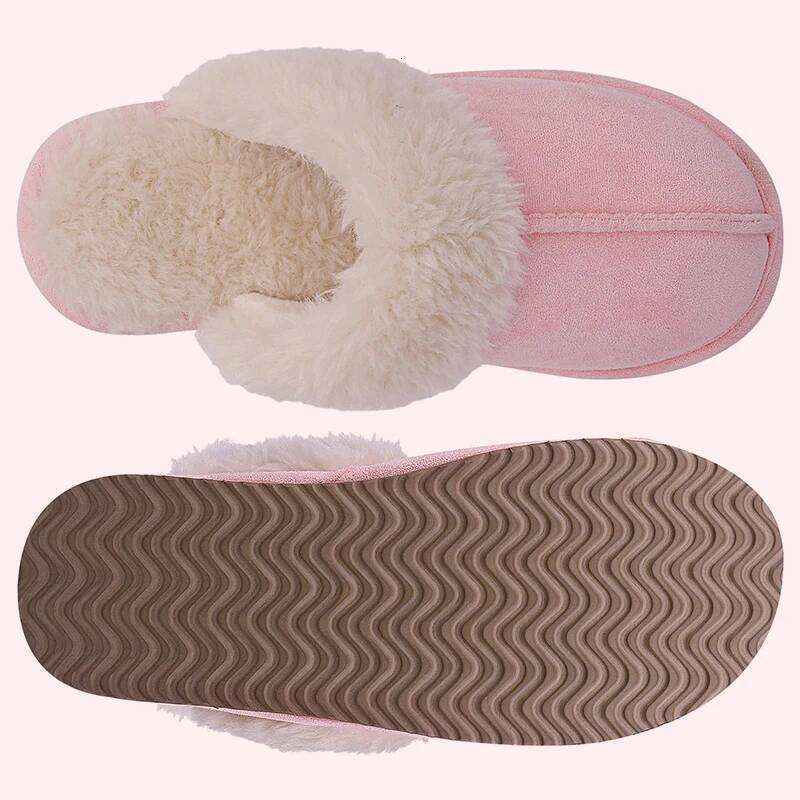 Kidmi Winter Women Fuzzy Classic Brand Fluffy House Indoor Warm Suede Cozy Slippers Casual Non-slip Cotton Shoes