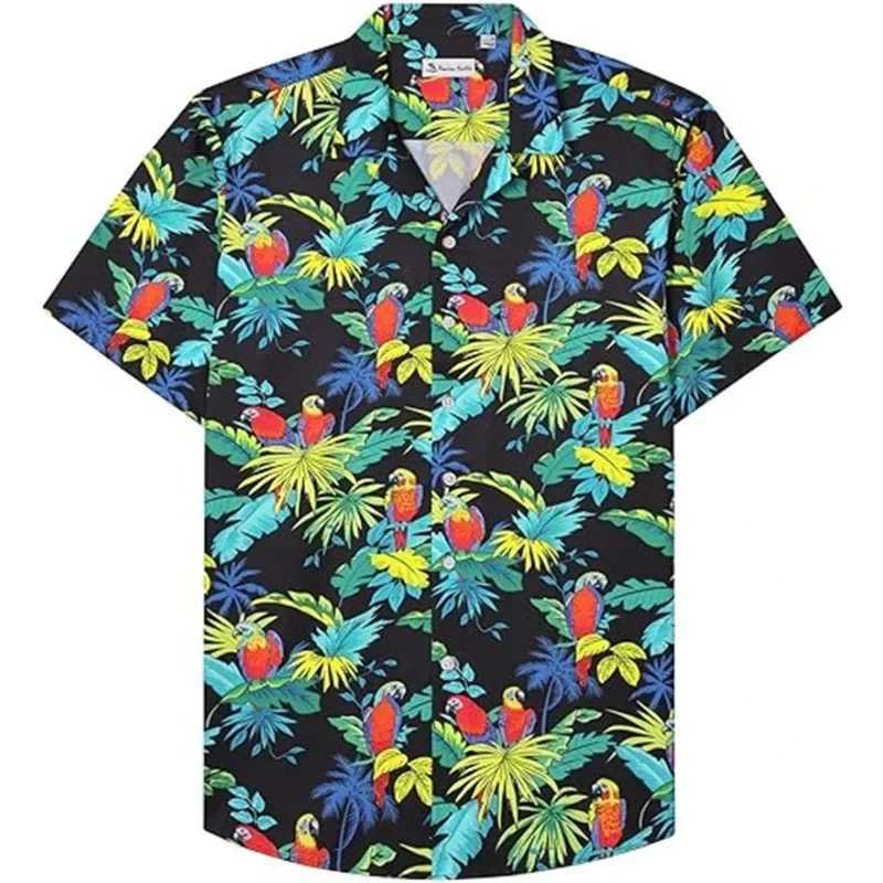 Vintage 3D Graphic Shirts Men Hawaiian Tropical Birds Nature Wildlife Button Blouse Fashion Street Hip Hop Lapel Beach Shirt M260305
