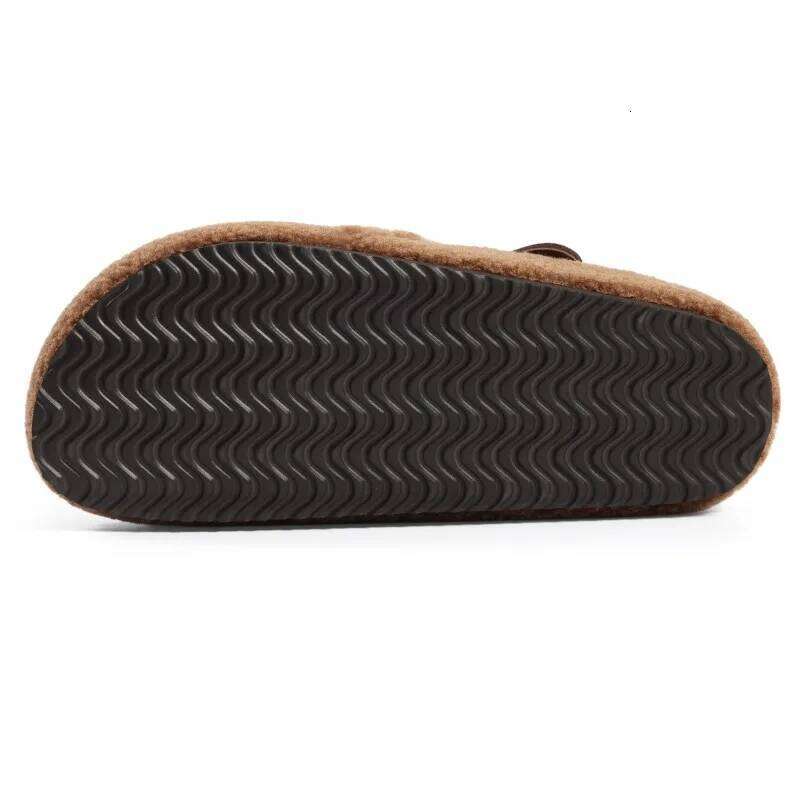Kidmi Winter Plush Lining For Women Non-slip Platform Indoor Slides Furry Cozy Outdoor Slippers Adjustable Buckle Shoes