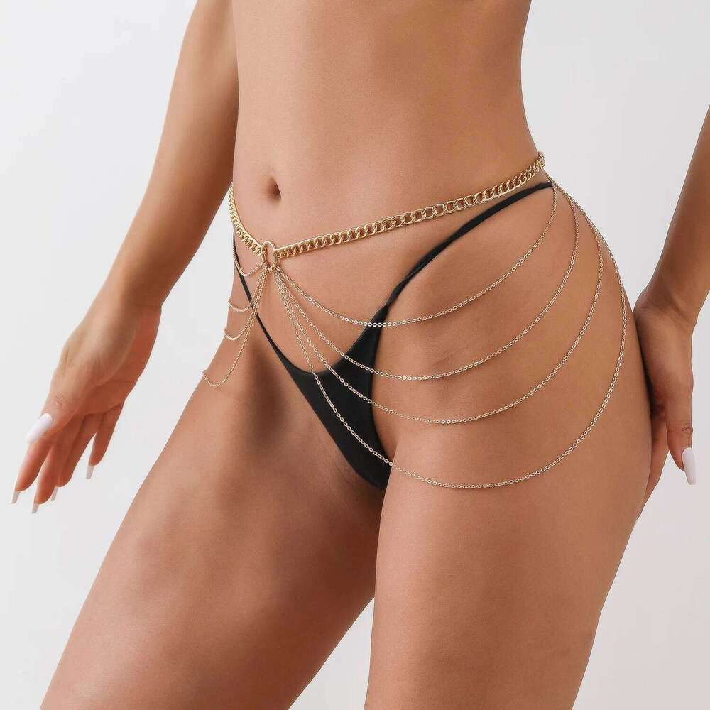 Vintage Imitation Pearl Beading Pendant Waist Belly Belt for Women Bikinis Sexy Body Chain S260304