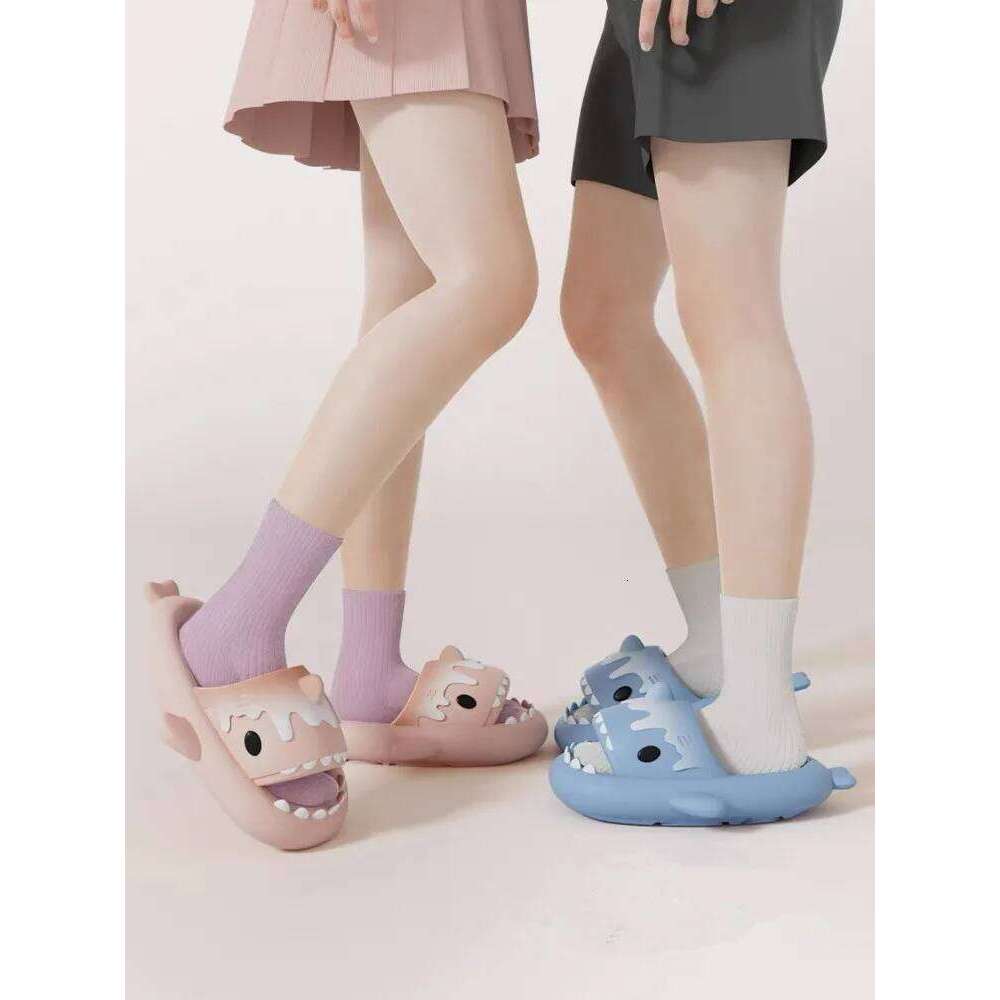 2024 Ice Cream Shark Women's Cute Girl's Indoor Household Anti slip Couple Men's Summer Slippers
