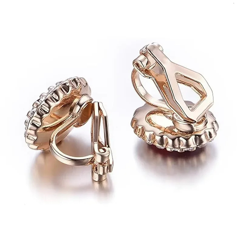 A Pair of Elegant and Sexy Copper Clip-on Earrings Rose Gold Fashion Jewelry for Women Non-pierced Earrings 260303