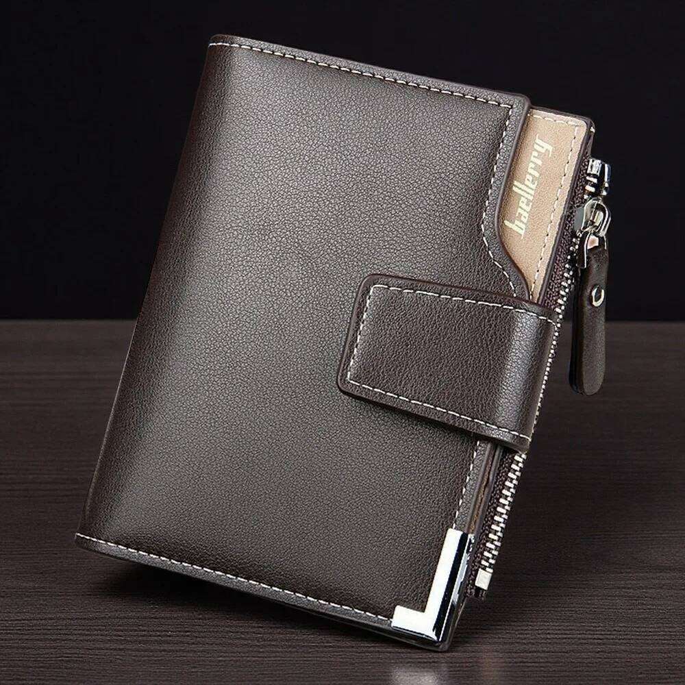 Professional Men's Short Wallet Zippered Bill Compartment 10+ Slots RFID Shielded Boardroom Essential C260304