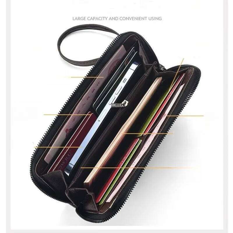 Men's Long-Length Business Wallet Multi-Functional Large-Capacity Durable Zipper Coin Purse Mobile Phone Bag C260304