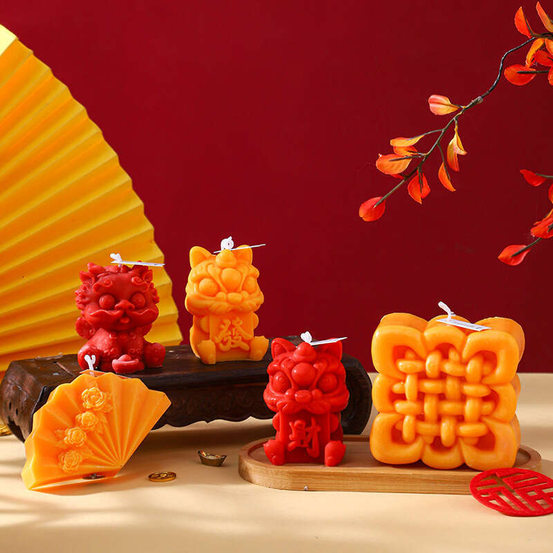 New Chinese Style Lion Awakening Gourd Yuanbao Aromatherapy Candle Home Decoration Photography Prop Wedding Gift W260305