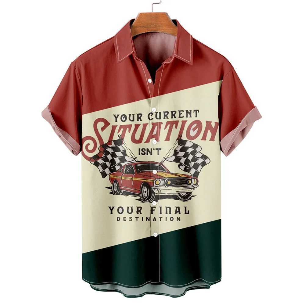 Hawaiian New Mens Shirt Route 66 Street Classic 3d Printed Short Sleeve Tee Rock Music Lapel Plus Size Man Top Vintage Clothes M260305