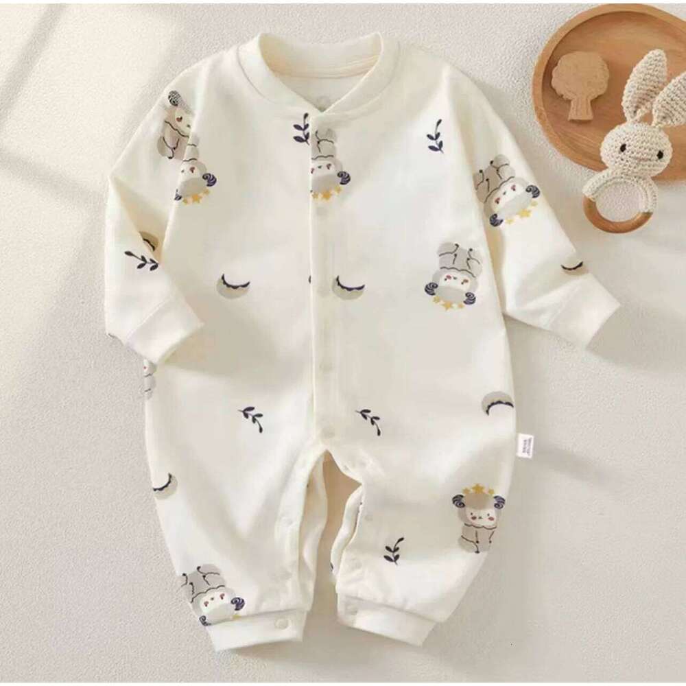 Bodysuit & One Pieces for Boys Girls Newborn Rompers Solid Color 100 Cotton 0-24M Long Sleeve Loungewear Outfit Thin Cute Design Z260304