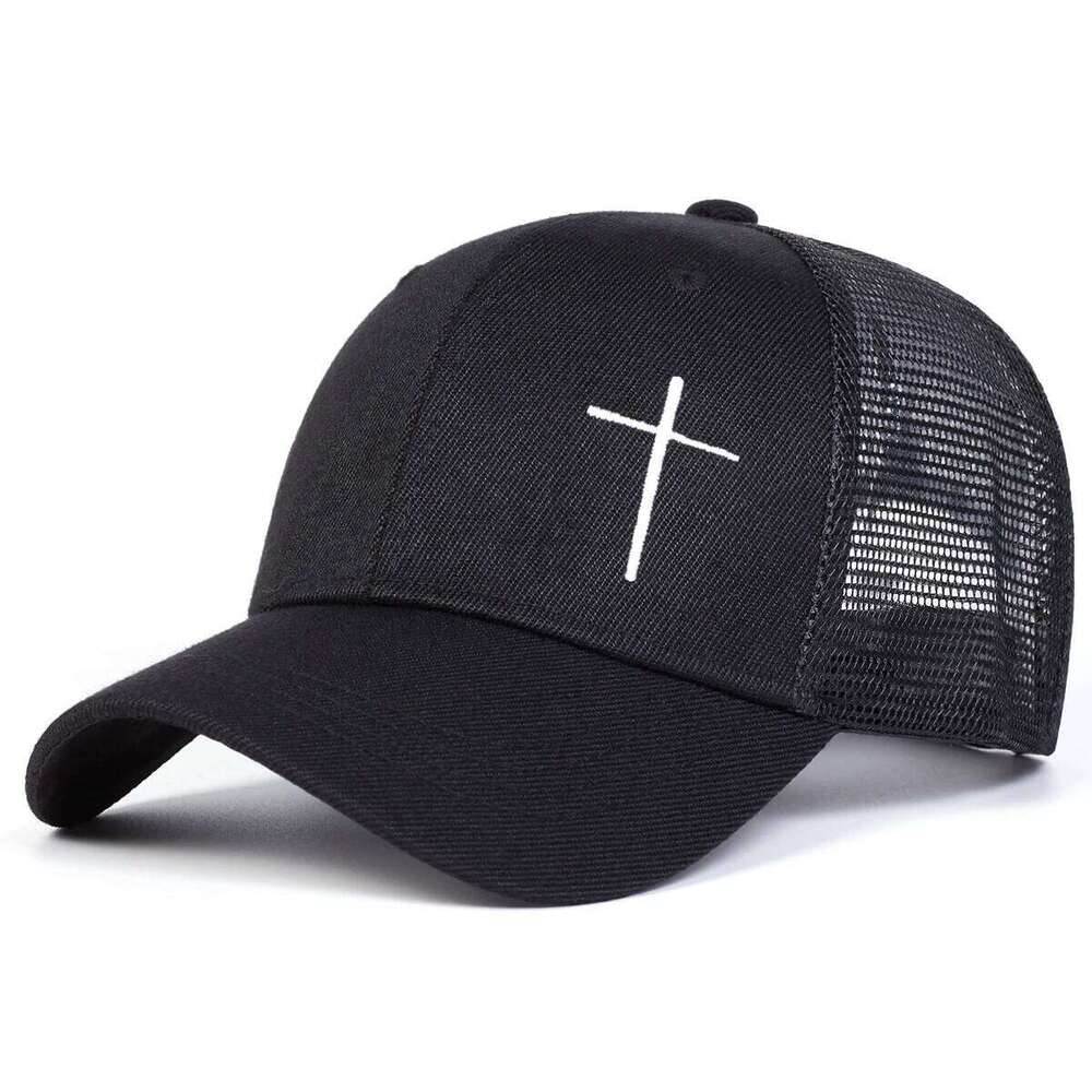Unisex Cross Embroidery Baseball Net Caps Spring and Summer Outdoor Adjustable Casual Hats Hip Hop Sunscreen Hat Y260304