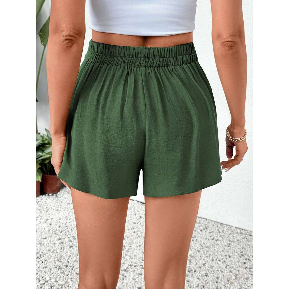 2025 Europe and the United States summer hot selling new solid color casual loose high-waisted shorts women XJ260305