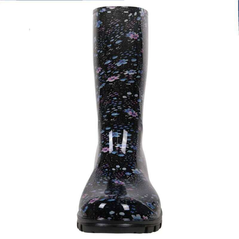Kidmi Fashion Leisure Rubber For Anti-Slip New Mid Calf Printed Waterproof Shoes Durable Women Rain Boots