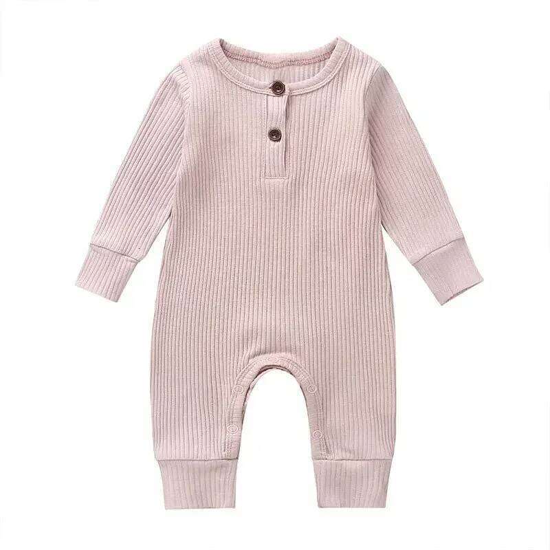 Spring Autumn Newborn Infant Baby Boys Girls Full Sleeve Rib Cotton Romper Playsuit Jumpsuit Z260304