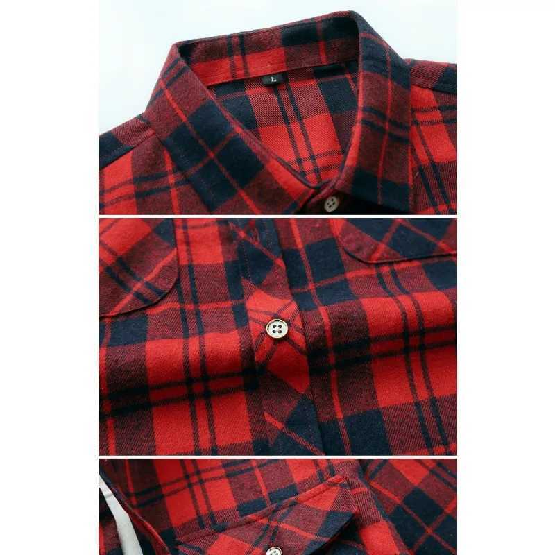 New Fashionable Mens Checked Long-sleeved Shirt Featuring A Stylish Square Neckline Is The Perfect Choice for Casual Wear M260305