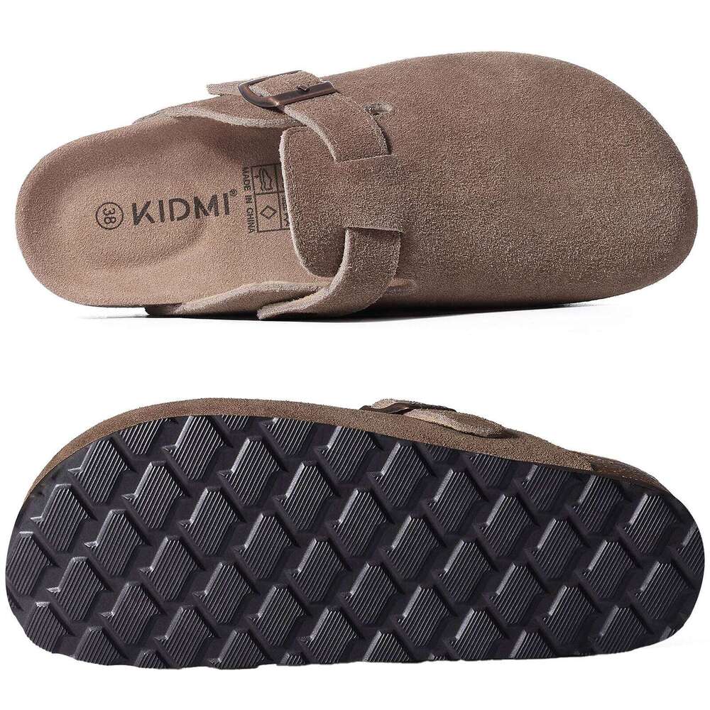 Kidmi Men New Suede For Women Summer Vacation Cork Clogs Slippers Nonslip Casual Home Slipper Double Buckle