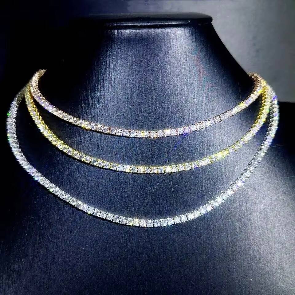 Cheapest Price Tennis Chain 3mm 4mm 5mm GRA Hip Hop Jewelry 925 Sterling Silver VVS D Color Diamond Moissanite Tennis Necklace
