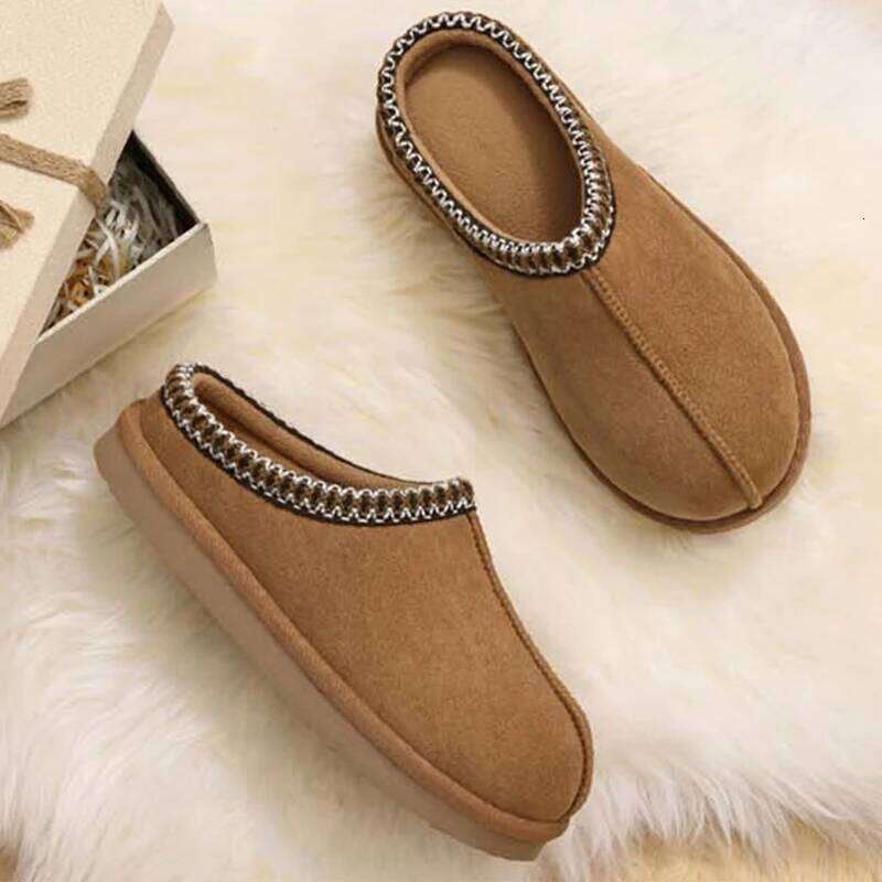 Kidmi Women's Fuzzy Genuine Suede Clog Indoor Outdoor Fluffy House Slippers Winter Slip On Warm Memory Foam Furry Shoes