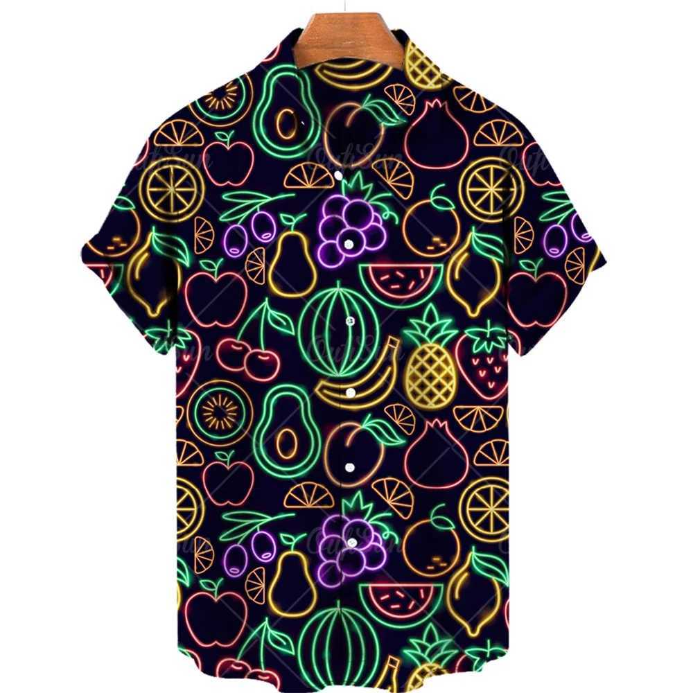 Unisex Hawaiian Shirts 3d Pineapple Watermelon 2022 Fun Summer Mens Shirts Short Sleeves Tops Casual Fashion Loose Shirts M260305