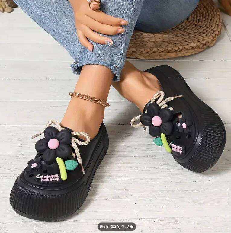2025 Summer Women Slippers Cute DIY Flower Platform Sandals Casual Indoor Outdoor Clogs Beach Slides Female Home Garden Shoes