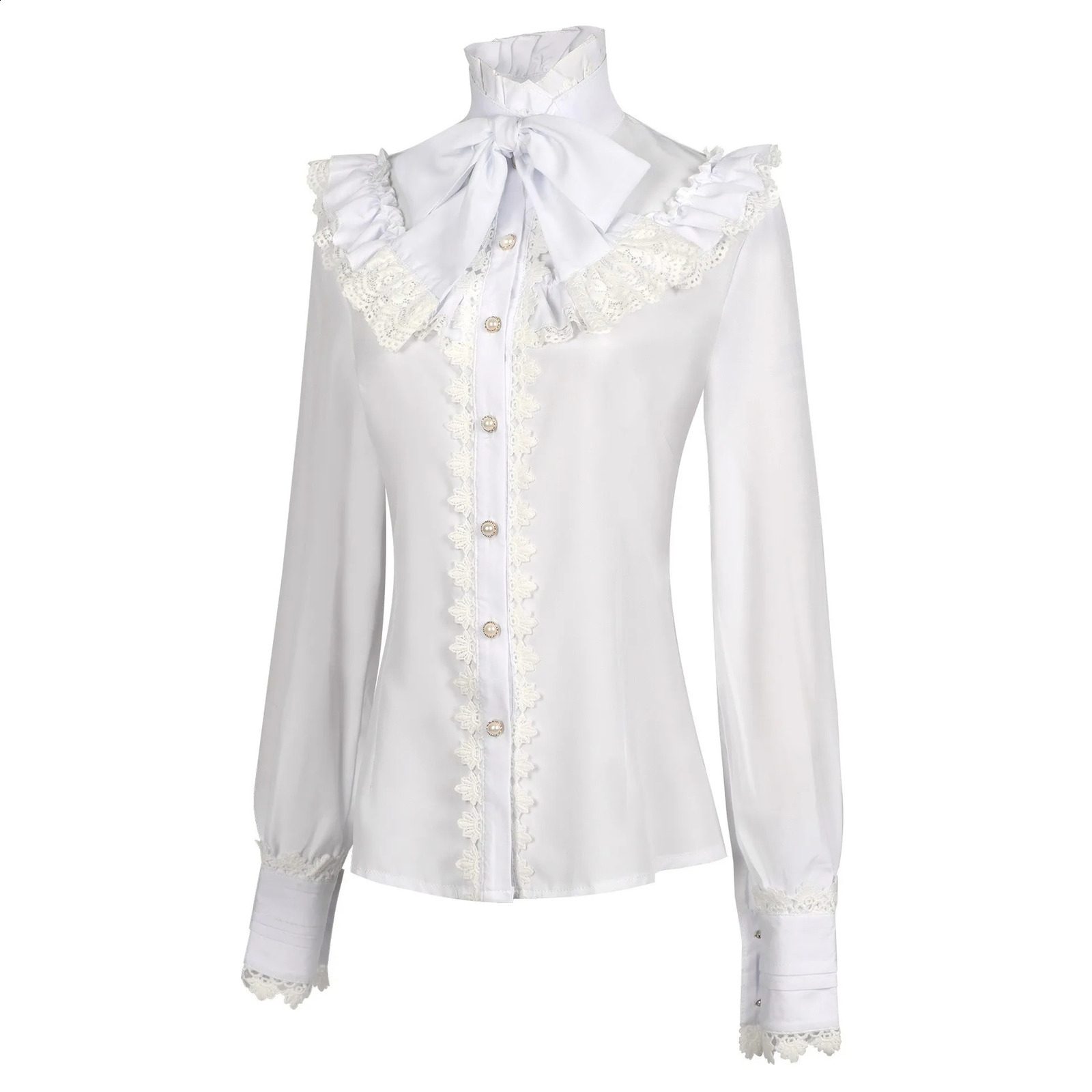 2025 VictoriaLolita Shirt for Women Retro Long Sleeve Lace Embroidered Gothic Camisas Female Blusas Femininas Elegantes 260228