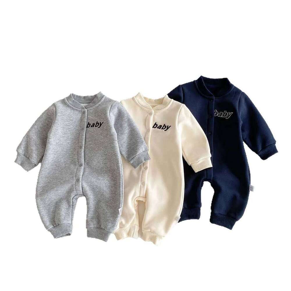 Autumn Jumpsuit, 2025 New Korean Version Children's Clothing, Baby Hoodie with Fleece, Newborn Clothes Z260304