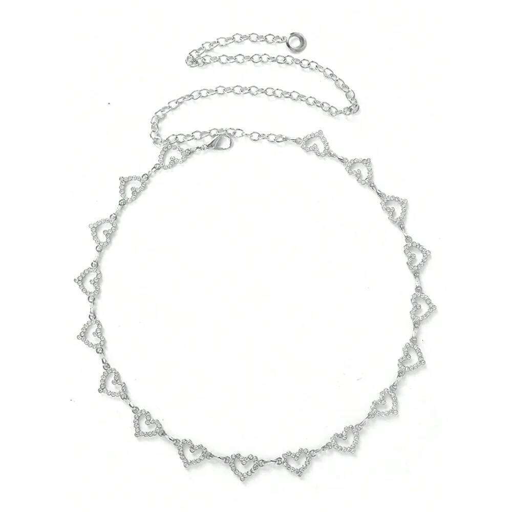 Fashion Rhinestone Heart Waist Chain Women Girls Adjustable Body Belt Belly Jewelry Tassel Design for Dresses Jeans S260304