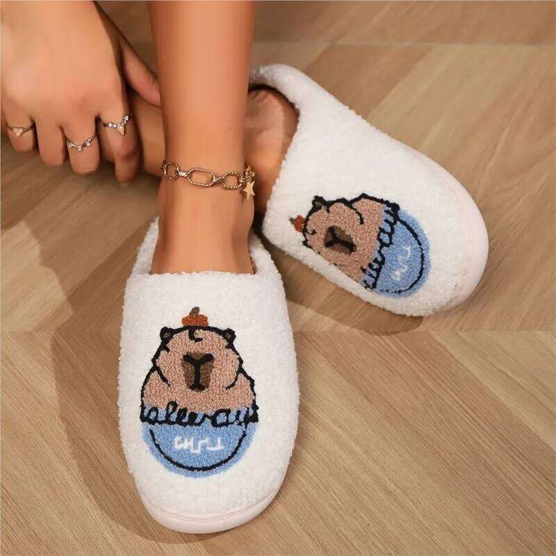 Kidmi Women Popular Winter Warm Non-slip Plush Cotton Comfortable House Slides Unisex Slippers