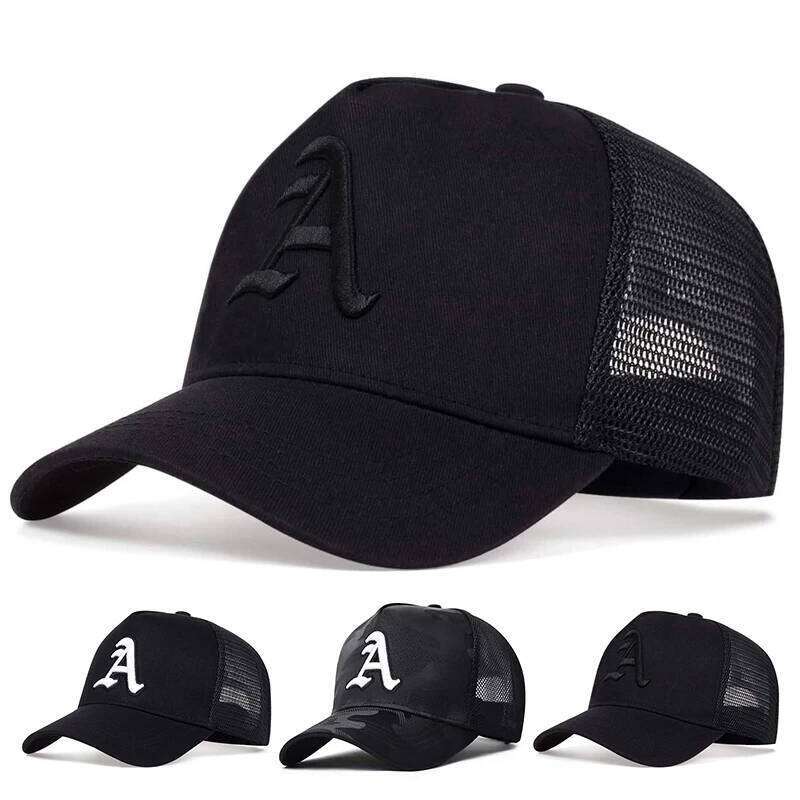 Unisex Gothic Letter A Embroidery Baseball Net Caps Spring and Summer Outdoor Adjustable Casual Hats Sunscreen Hat Y260304
