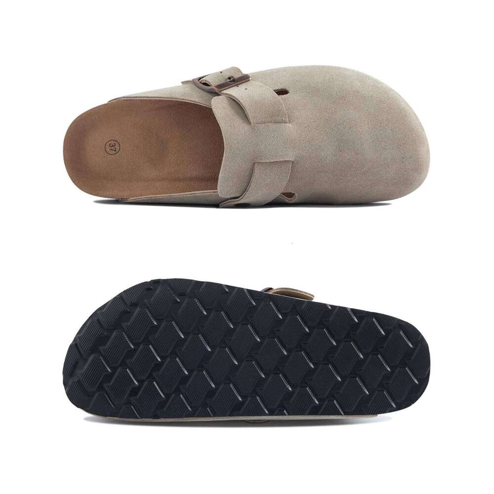 Kidmi Classic Womens Cork Footbed Suede Slippers Arch Support Potato with Adjustable Buckle Summer Clogs Women Shoes