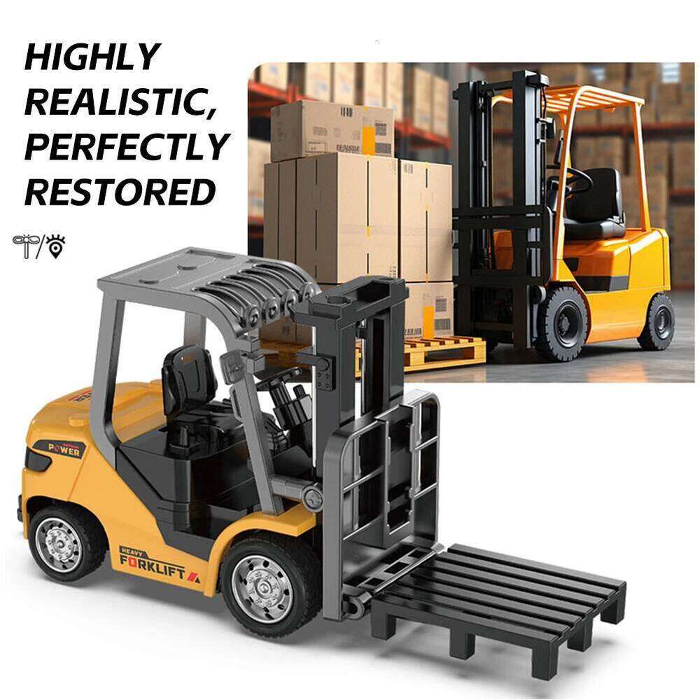 1/64 2.4G RC Mini Alloy Forklift with Trailer Desktop Game Full-scale APP Remote Control Engineering Lift Truck Kids Toys Gifts Z260304