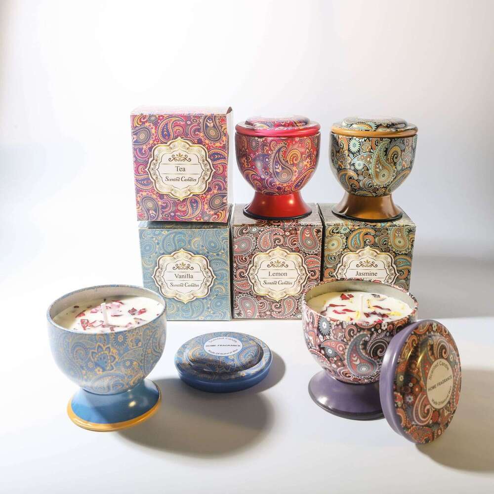 Cross-Border Hot Selling Goblet Soy Wax Tin Set Wedding Favor Aromatherapy Candle Gift Box W260304 W260305