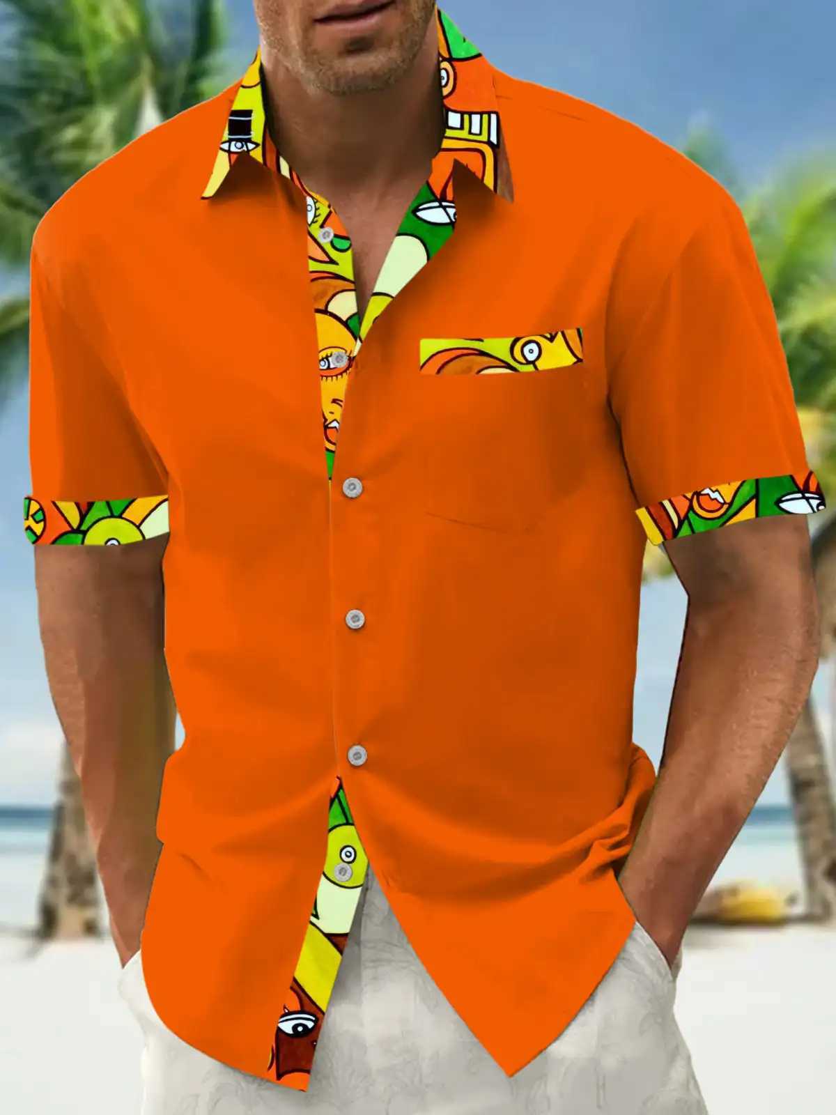 Mens shirts button up shirts casual shirts spring and summer printed short sleeves daily fashionable comfortable M260305