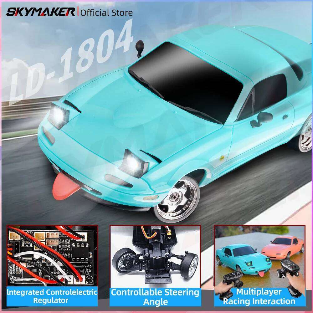 Skymaker LDRC LD1804 1/18 Drift Car MX5 2.4GHz RWD with ESP Gyroscope on-Road LED Lights Full Scale RC Cars Children Toy Gift Z260304