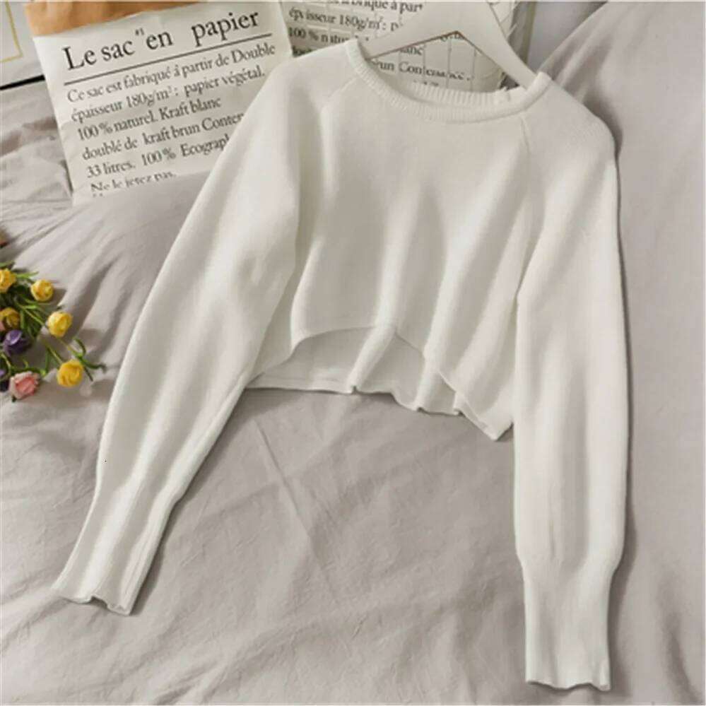2024 Fashion Students All-match Knitwear Soft Korean New Pullovers Women O-neck Cropped Tops Autumn Winter Casual Loose Sweater XJ260305
