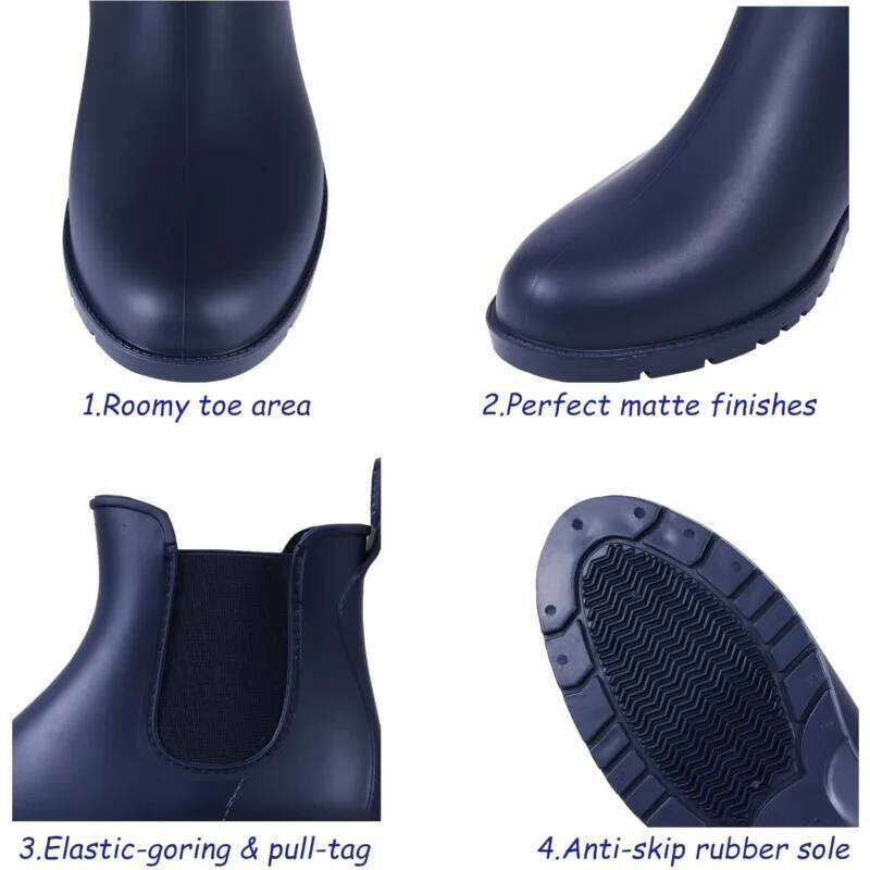 Kidmi Durable Women's Shoes Anti-slip Rubber Sole Short Rain Comfortable Chelsea Waterproof Outdoor Women Boots