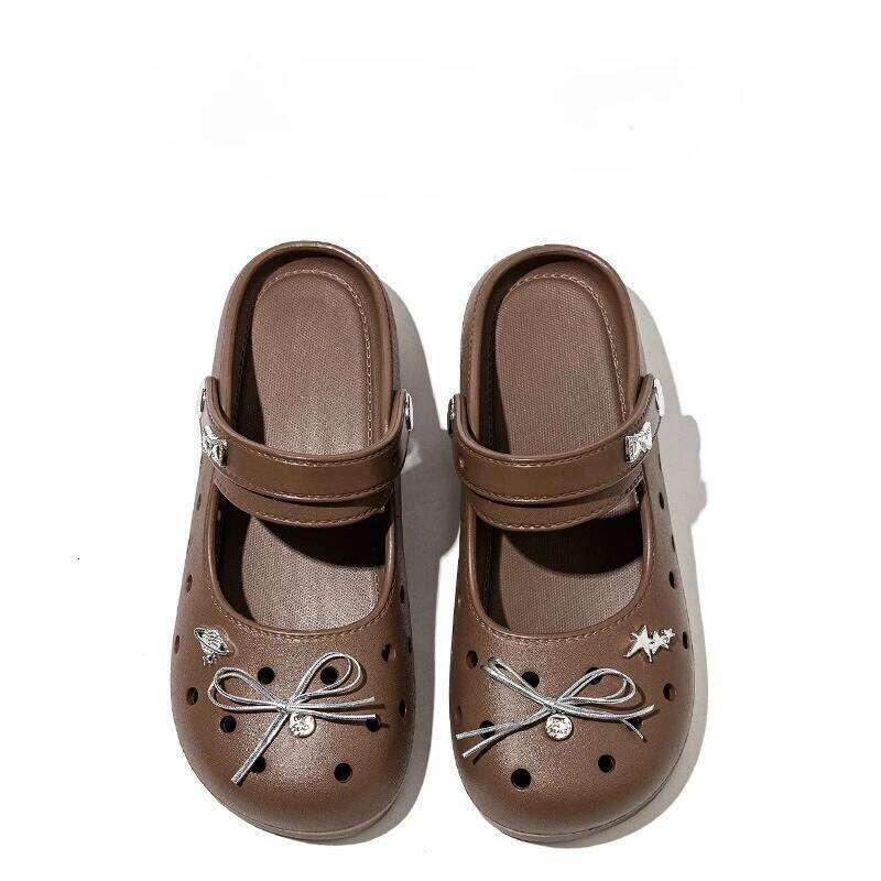 Cute DIY Bow Knot Indoor Street Slippers For Women Fashion Clogs Female Summer Shoes Soft EVA Anti-slip Ladies Home Beach Slides