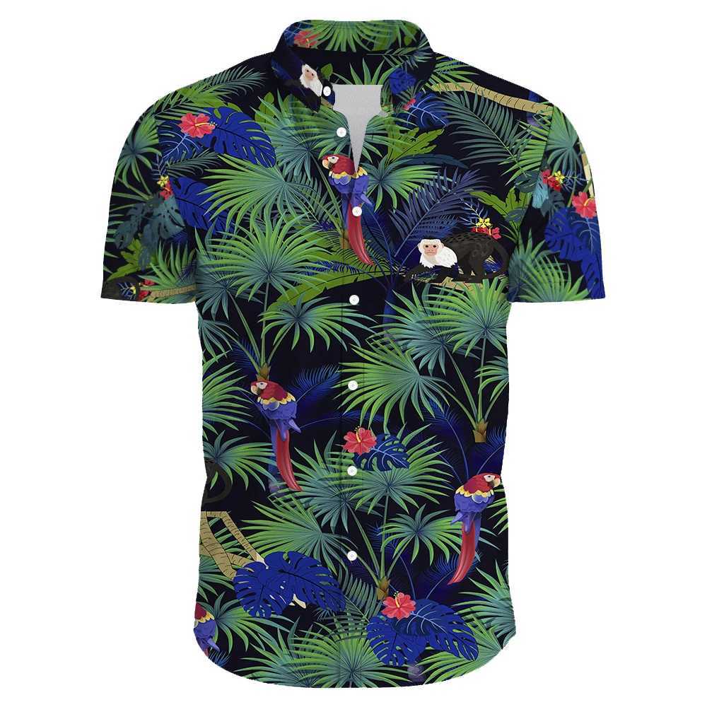 2024 Summer Mens Casual Floral Print Short Sleeve Top Hawaiian Shirt For Mens Clothes Daily New Lapel Oversized M260305