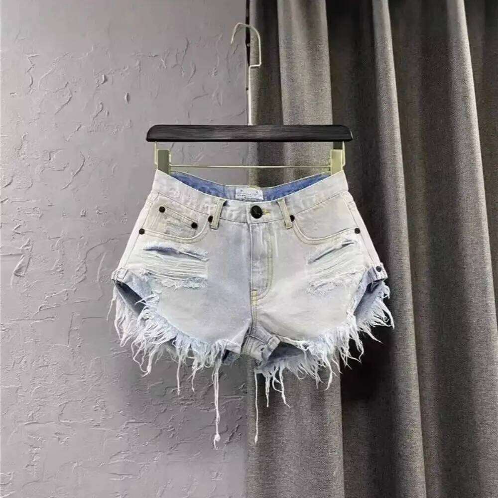 White Denim Shorts Jean Female New Summer Outfit Girl Broken Hole Casual Fashion Wide Leg A Word Hot Pants For Women XJ260305
