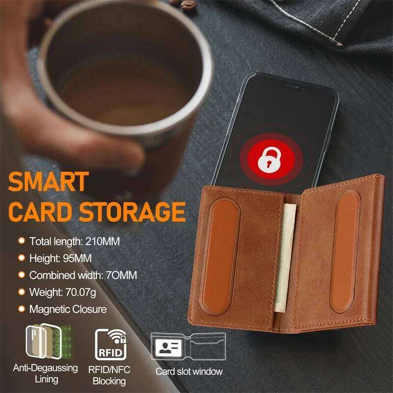 RFID Shielded Credit with Card Slots,Faux Leather Magnetic Suction Cup for Phone & Cards,Phone Wallet Ideal Gift C260304