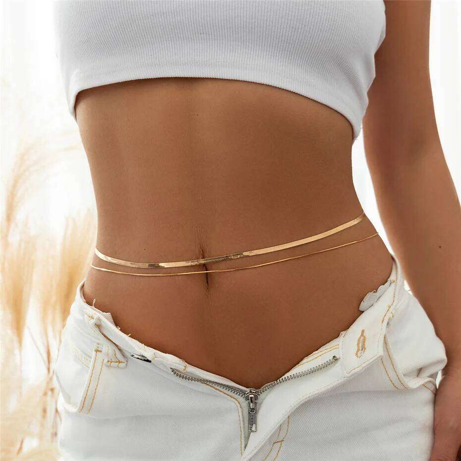 Ingemark Sexy Flat Snake Waist Belly Belt for Women Summer Beach Bikinis Simple Body Chain Festival Jewelry Accessories S260304
