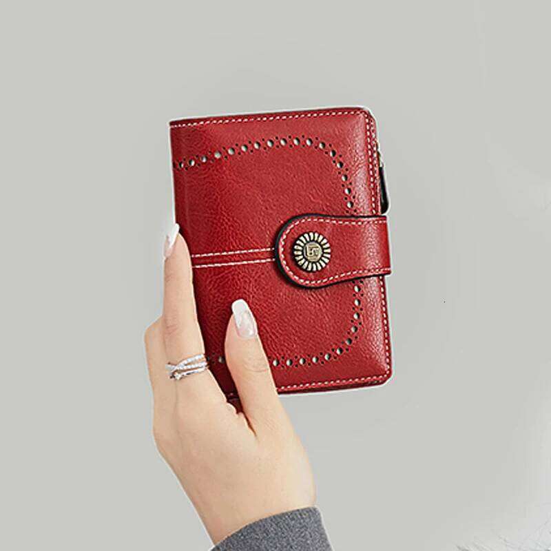 RFID Anti-Theft Brush Women's Wallet Multi-Card Slot Zipper Buckle Fashion Credit CardHolder Vintage Multifunctional ShortWallet C260304