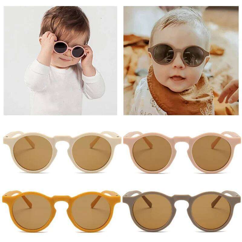 Vintage Round Outdoor Sun Protection Baby Girls Acrylic UV400 Sunglasses Kids Eyeglasses New Fashion Children Glasses Z260305